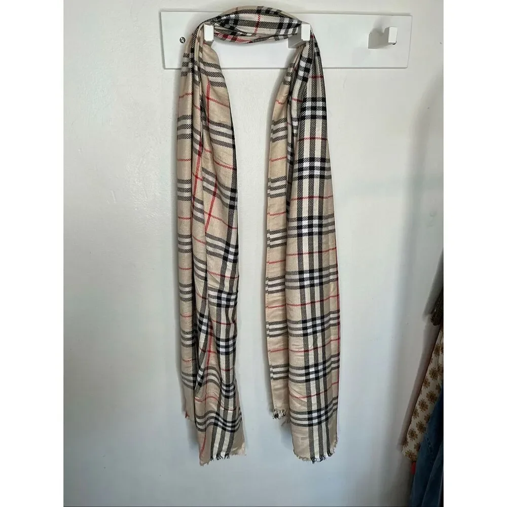 Burberry Nova Check Cashmere Tissue Scarf | Tan and Black